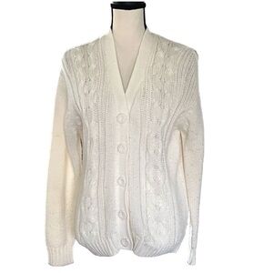 Hand. Loomed Covered Button Up Sweater Cardigan. Size L